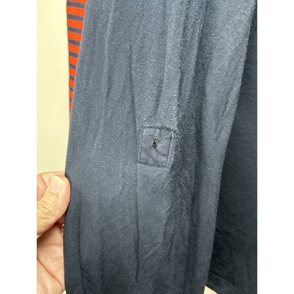 Michael Kors Women’s Sz L Navy Orange Striped Top Long Sleeve V-Neck - Picture 8 of 15